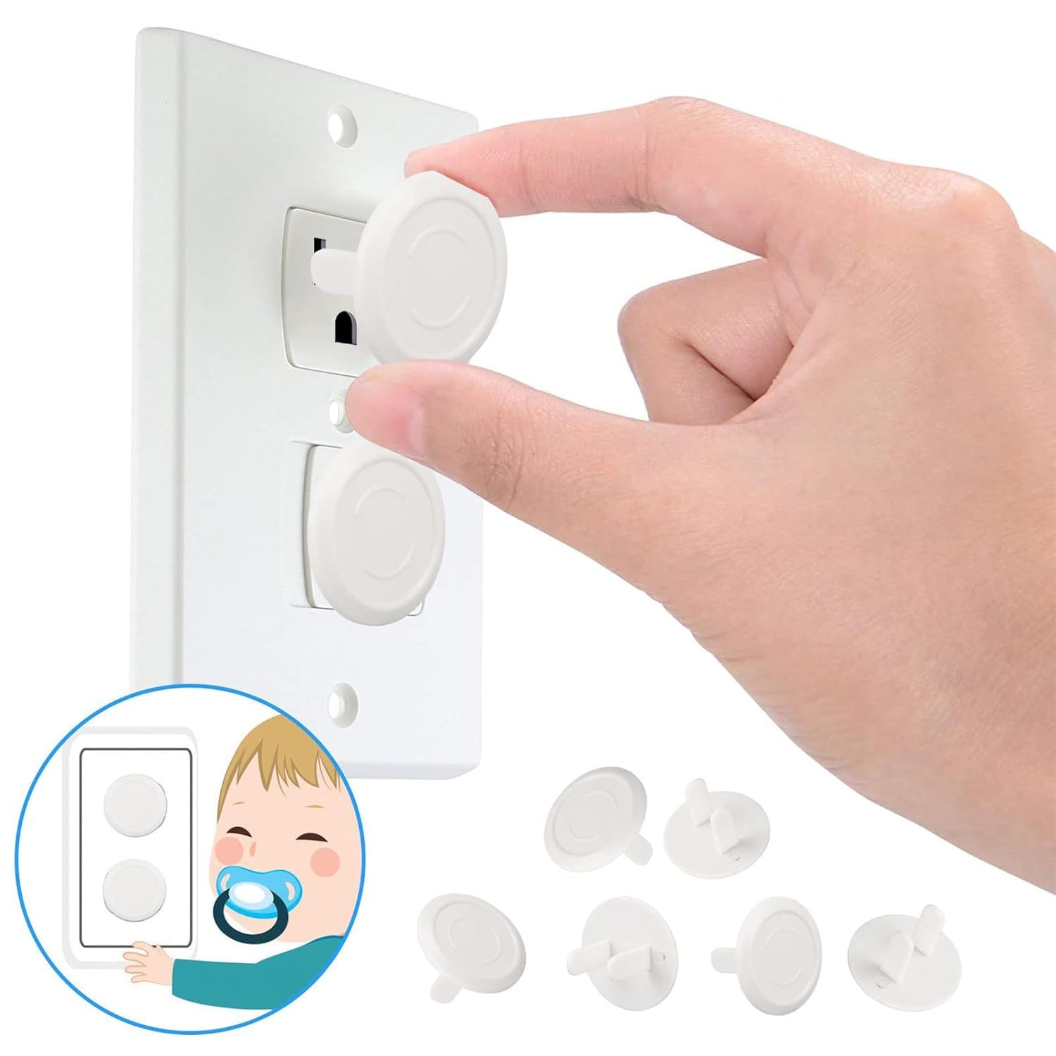 12 fundas de plástico transparente, prevención de golpes, protección eléctrica para niños, fácil de instalar, seguridad mejorada, fundas de enchufe de bebé a prueba de bebés (transparente)