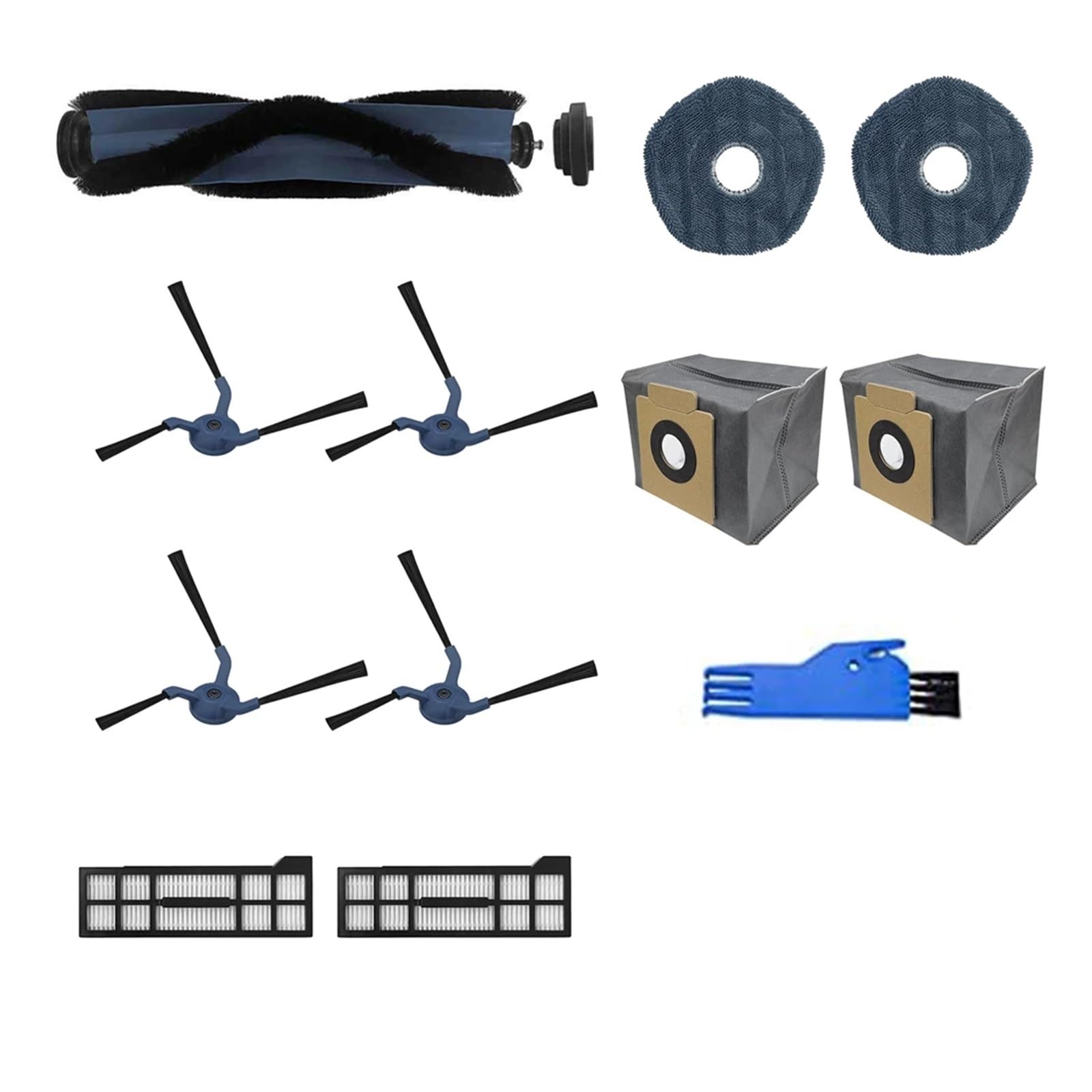 eufeifeiegds 1x Hauptbürste + 4x Seitenbürste + 2x Hepa-Filter + 2x Mopptücher + 2x Staubbeutel + 1x Reinigungsbürste for X10pro Saugroboter wefeiegds