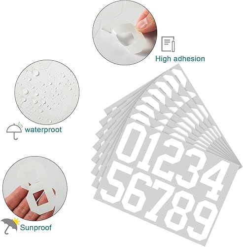 Miniatura 3 de TaoBary 8 hojas de calcomanías de números para buzón, impermeables, autoadhesivas, 0-9, calcomanías de vinilo para automóvilhogarresidencia (2
