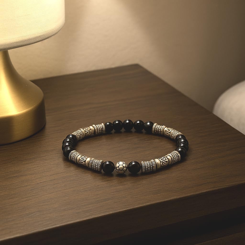 Kartini Studio Black Onyx and Sterling Silver Bracelet, Designer Beads Bracelet, Quality Bead Jewelry for Man - Image 3