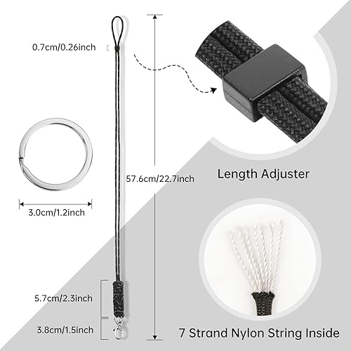 Miniatura 3 de LIUGX Cordón trenzado de paracaídas para soporte de tarjeta de identificación, longitud ajustable, llavero resistente con clip de metal para llavero