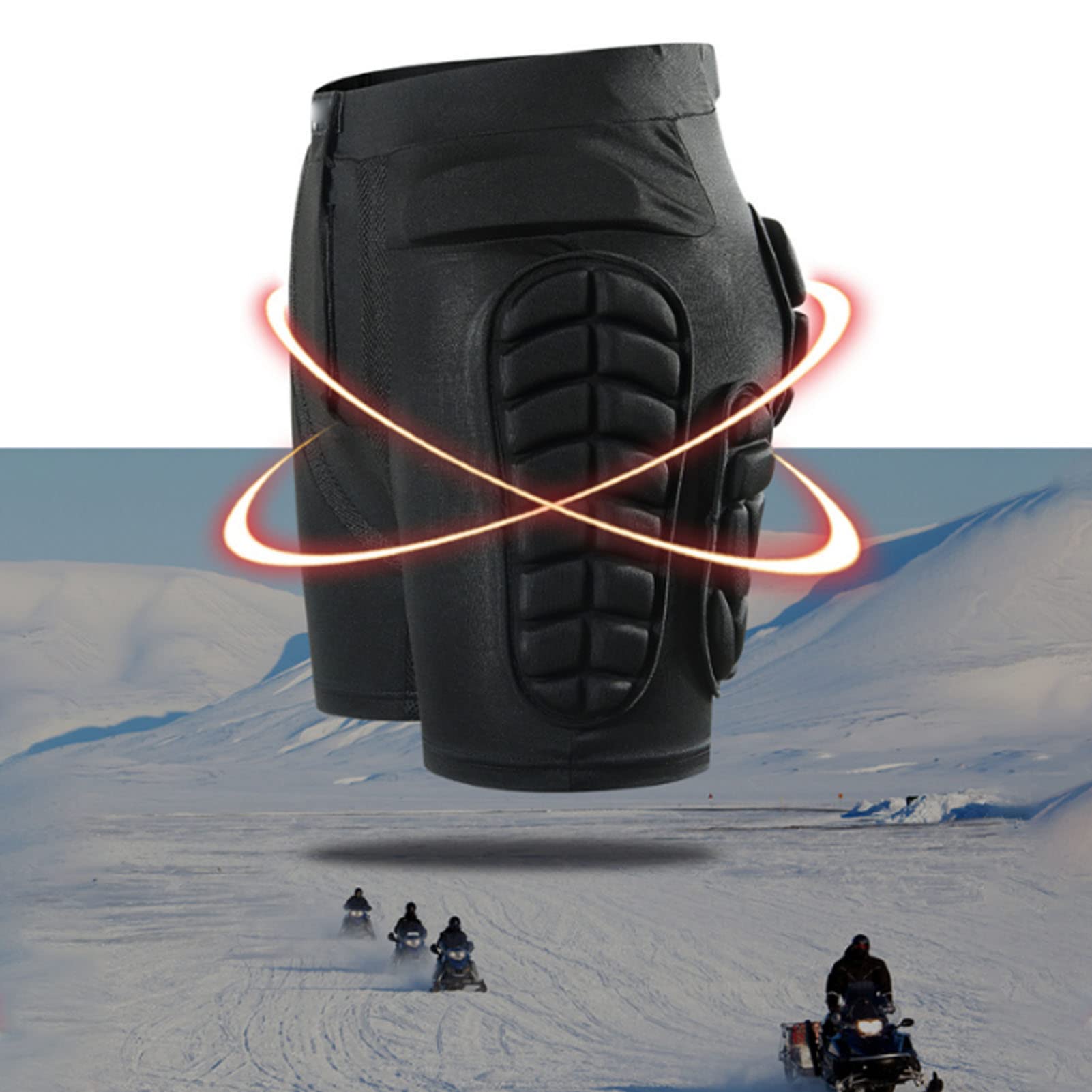 Alomejor Pantalon de Protection des Hanches, Short rembourré en Coton Polyester Ceinture élastique Noire pour Sports Extrêmes