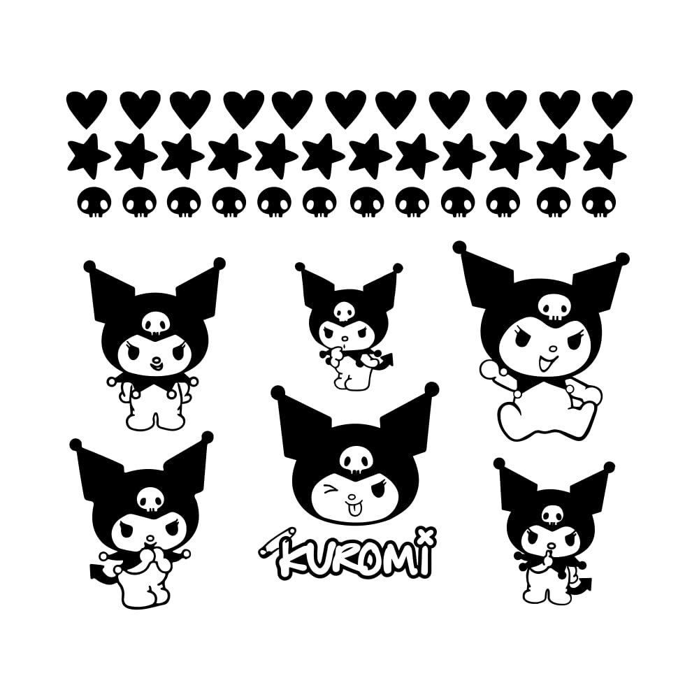 Vinyl Wall Art Decal - Kuromi - 7" x 9" Each - Trendy Cool Fun Anime Inspiring Design Sticker for Home Kids Room Playground Gaming Room Playroom Comics Storefront Decor