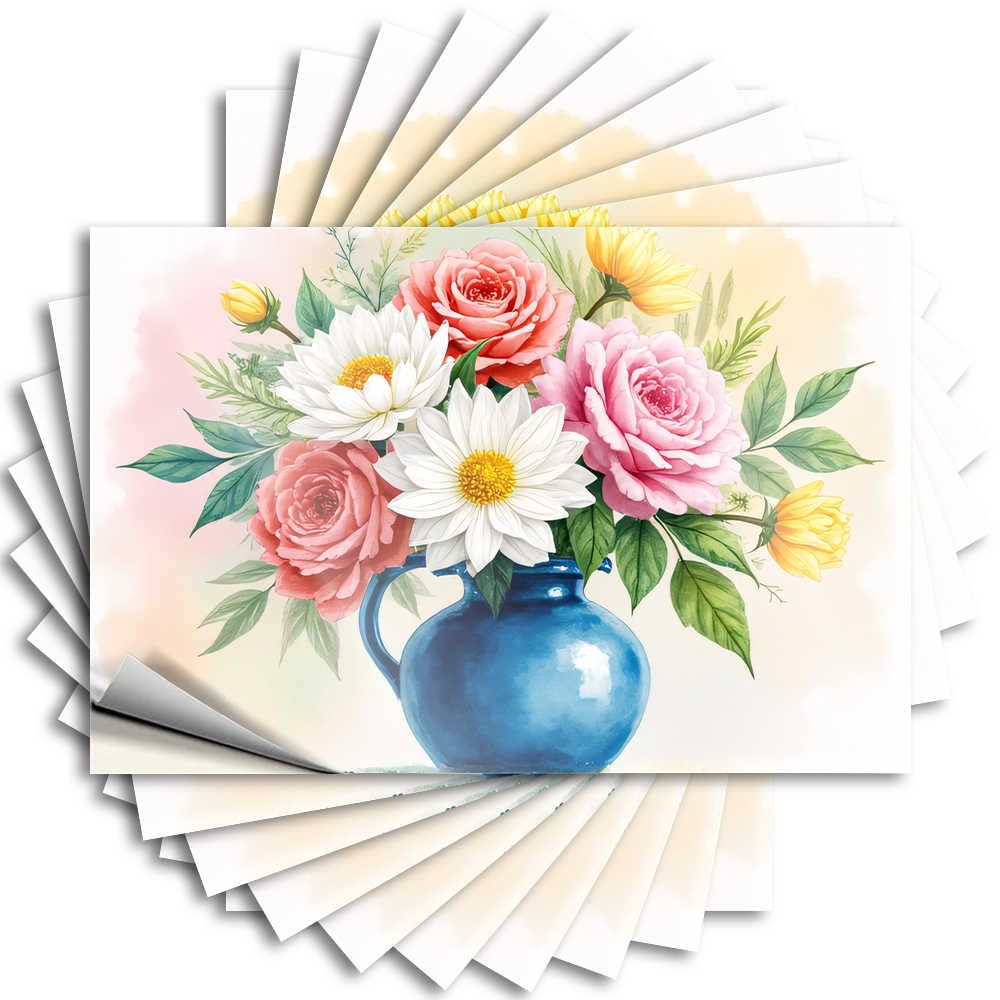 Abipuir - 10 Pcs Blue Vase Floral Stickers for Your Car Stickers Car Stickers Home Decoration Stickers(8x12cm)