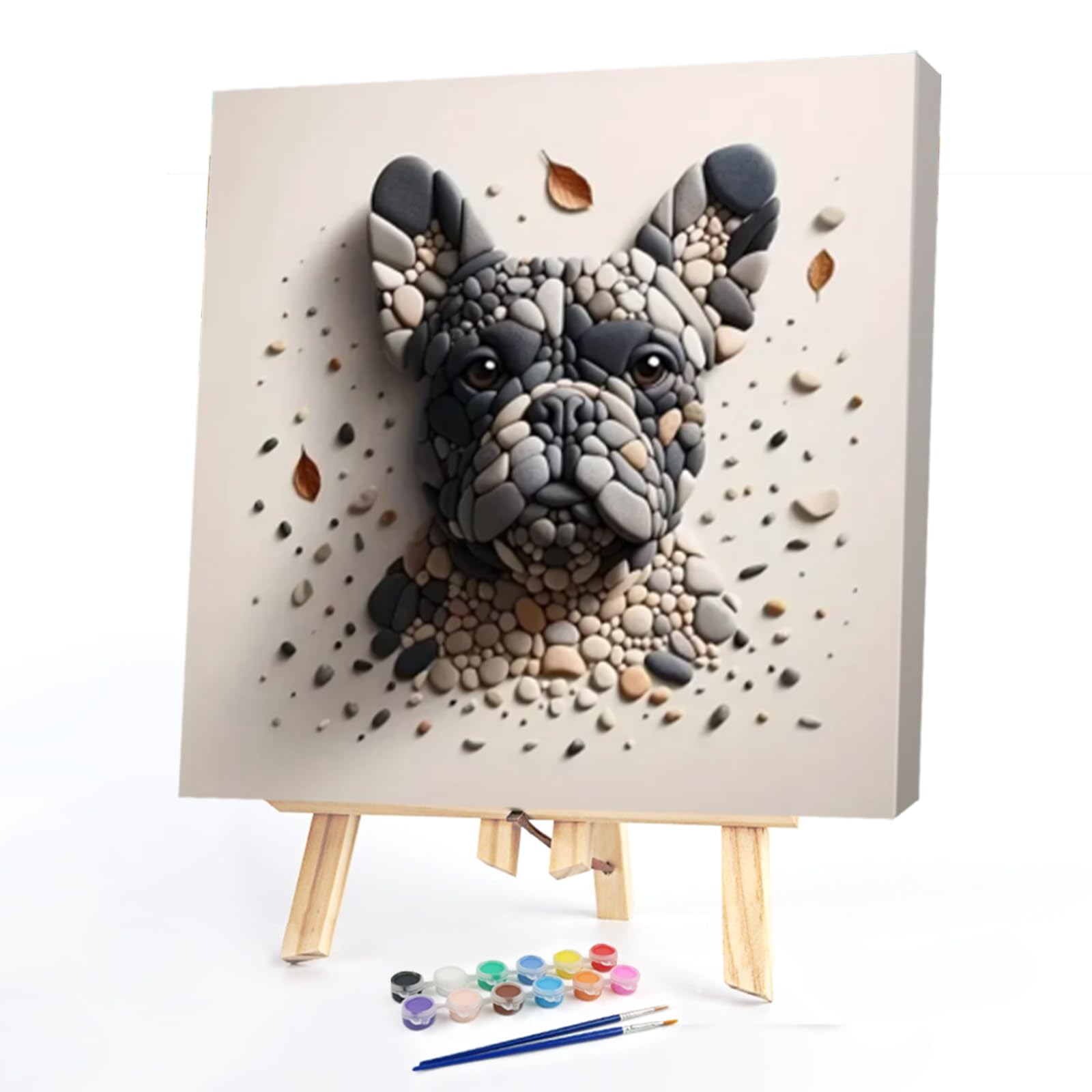 POETRYDRAW DIY Stone Dog Paint by Numbers Kits Drawing Paintwork on Canvas 17.72x17.72inch Without Frame Canvas Oil Painting Number Painting for Adults Beginners Home Wall Art Decor
