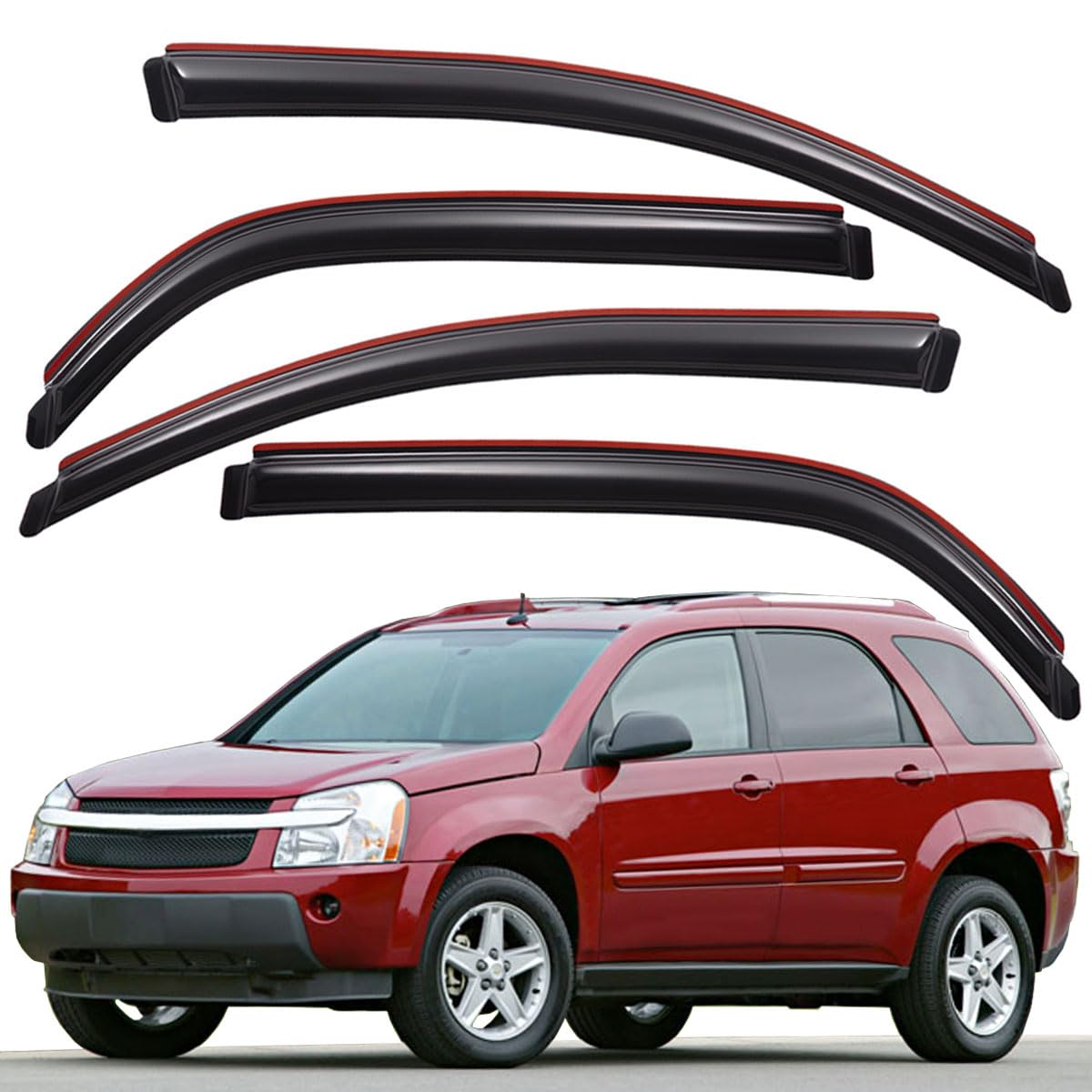 Lightronic WV194319 in-Channel Side Window Deflectors Visors Vent Rain Guards, Dark Smoke, 4-Pieces Set, Fits 2005-2009 Chevrolet Equinox, 2006-2009 Pontiac Torrent