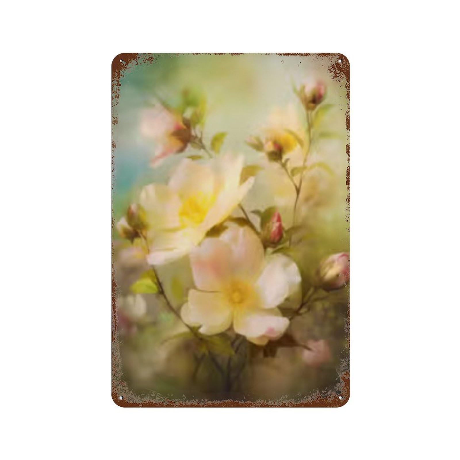 Decorative Tin Sign with Yellow Roses Bouquet Wall Art Print Design 11.8"x7.9", for Farmhouse, Kitchen And Entryway Decor, Decorative Metal Wall Art