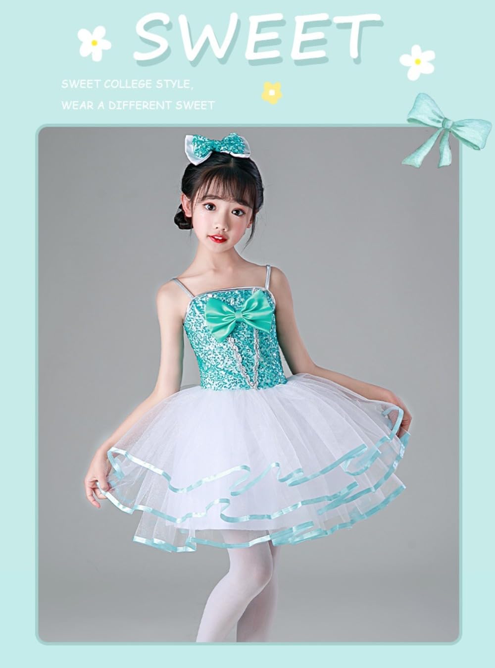 Amazon.co.jp: キッズ ダンス衣装 スパンコール ワンピース 女の子 青