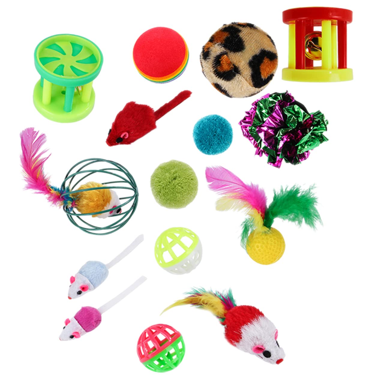 DOITOOL 96stücke Teiliges Katzenspielzeug Federn Und Glöckchen Interaktive Spielzeuge Für Kätzchen Fördert Die Aktivität Jagdverhalten Für Drinnen Zufällig