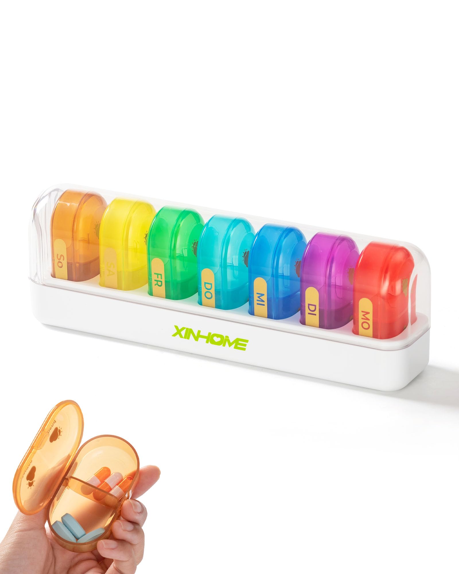 Weekly Pill Box 7 Days 2 Compartments Pill Box 7 Days Morning Evening for Medication, Vitamins, Fish Oil, Dietary Supplements etc