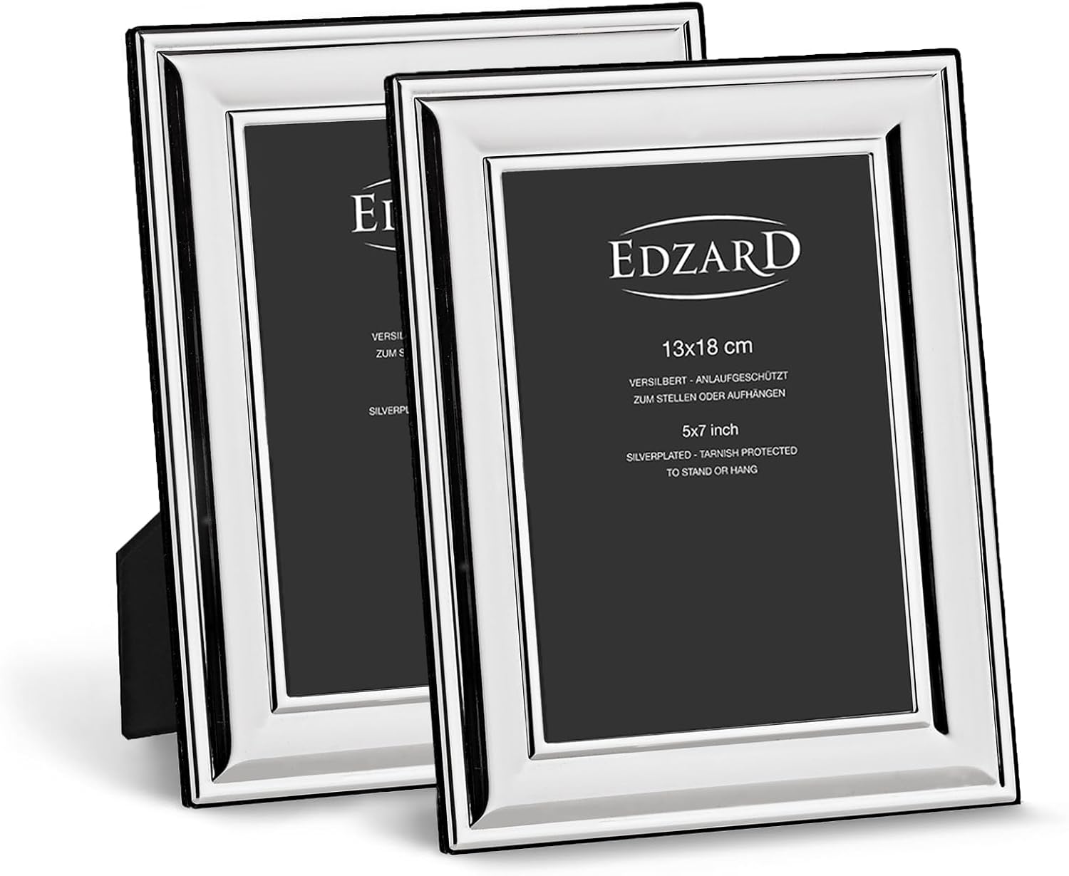 EDZARD Sunset Picture Frames 13 x 18 cm Silver-Plated Tarnish-Resistant Set of 2