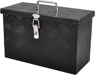 16 Inch Aluminum Tool Box, Truck Bed Storage Underbody Tool Organizer with Top Handle,Lock and 2 Keys for Truck,Trailer,Pickup,RV,16"X7.5"X10",Black