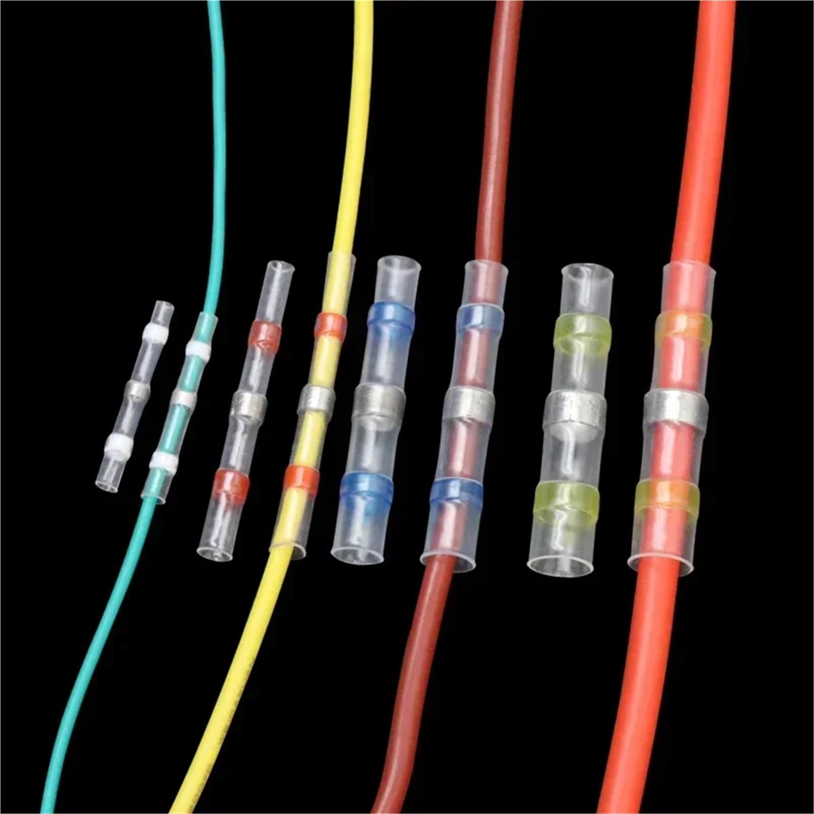 Conectores Termorretractiles Conectores de cable con sellado de soldadura en caja, 50 a 500 unidades, terminales de cable eléctrico termorretráctiles 3:1, conector de empalme a tope(500pcs with box)