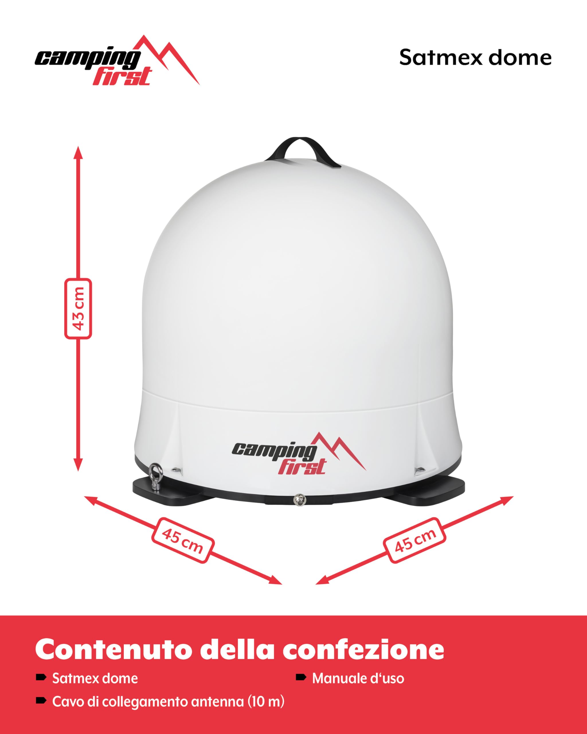 Satmex Dome – Antenna Satellitare (Completamente automatica, orienta Astra 19,2° Est, cupola robusta, senza alimentazione aggiuntiva, ideale per uso mobile) – Bianco