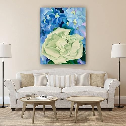 Miniatura 4 de Georgia O'keeffe Wall Art White Rose with Larkspur Posters Artwork Canvas Kitchen Prints Painting Pictures for Bedroom Decorations for Home Giclee
