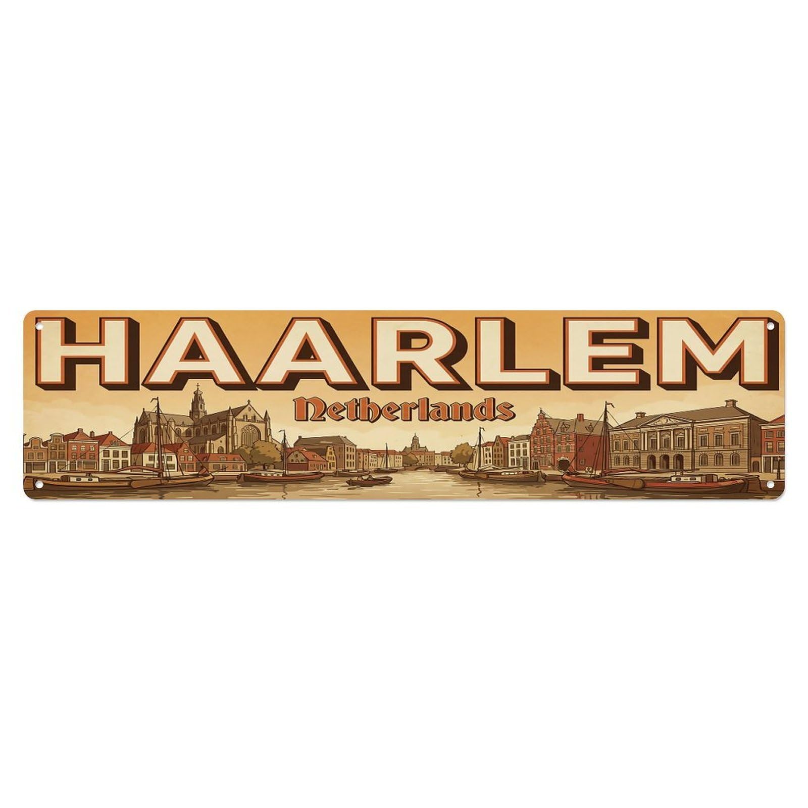 Vintage Travel Netherlands Haarlem Metal Tin Sign