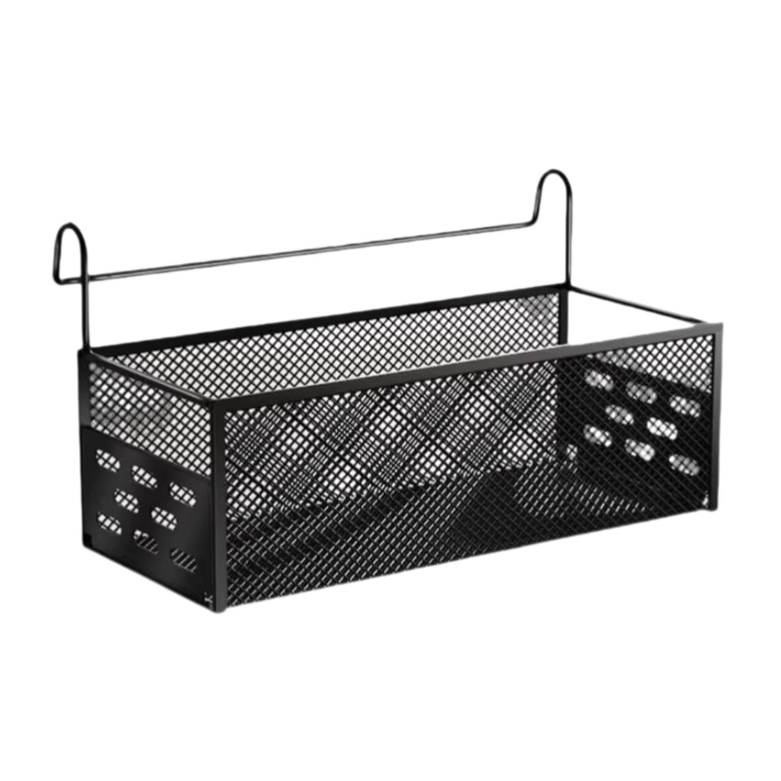 Ronyme Bedside Hanging Storage Basket Rack Portable Metal Multipurpose Large Bedside Shelf Container for Bedroom Bed Rails Office, Black