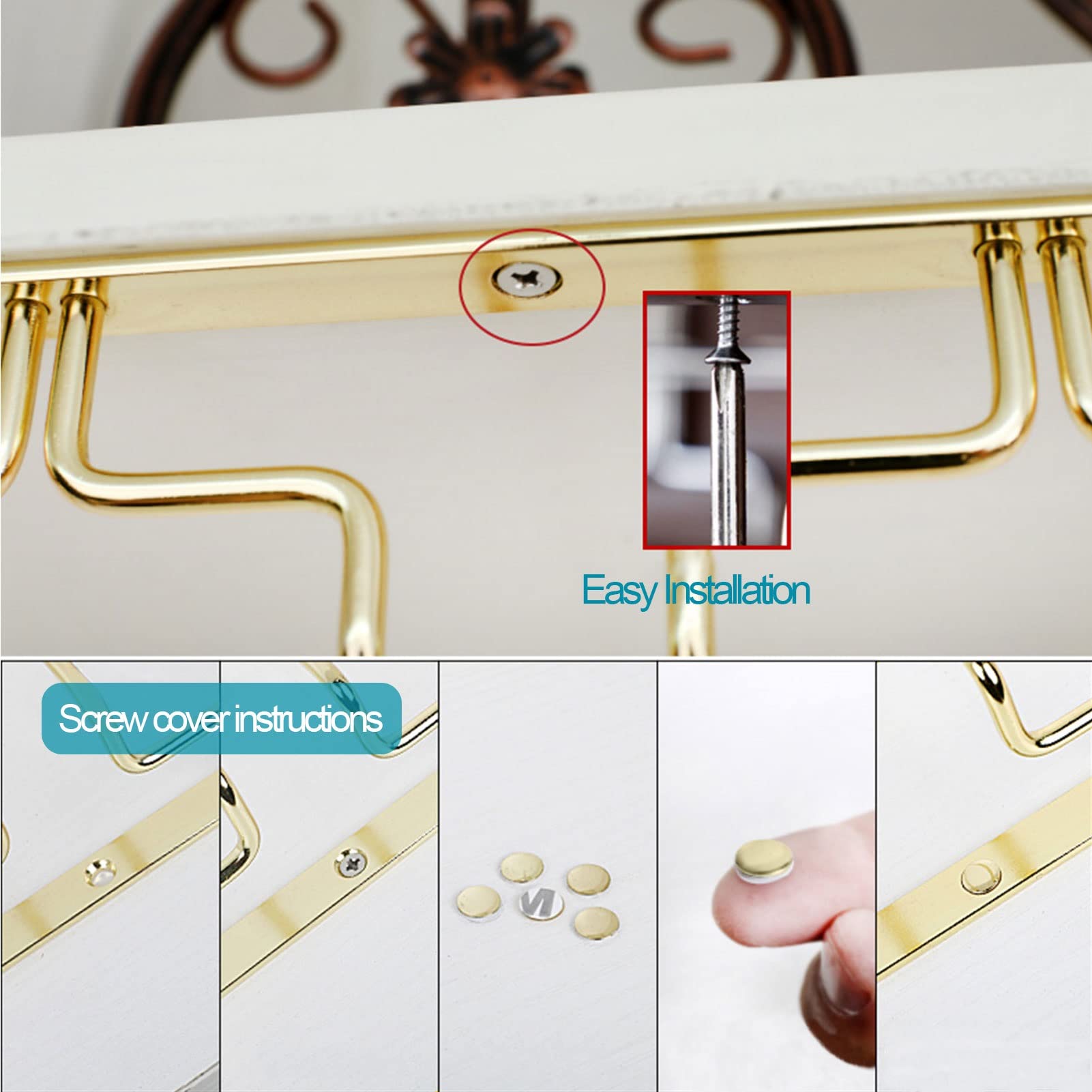 Estante para Copas de Vino de Acero Inoxidable 304 de Primera Calidad - Soporte para Copas bajo Mueble, Ideal para Cocina, Bar y Pub - Elegante Copa de champán de Metal (57 x 28 x