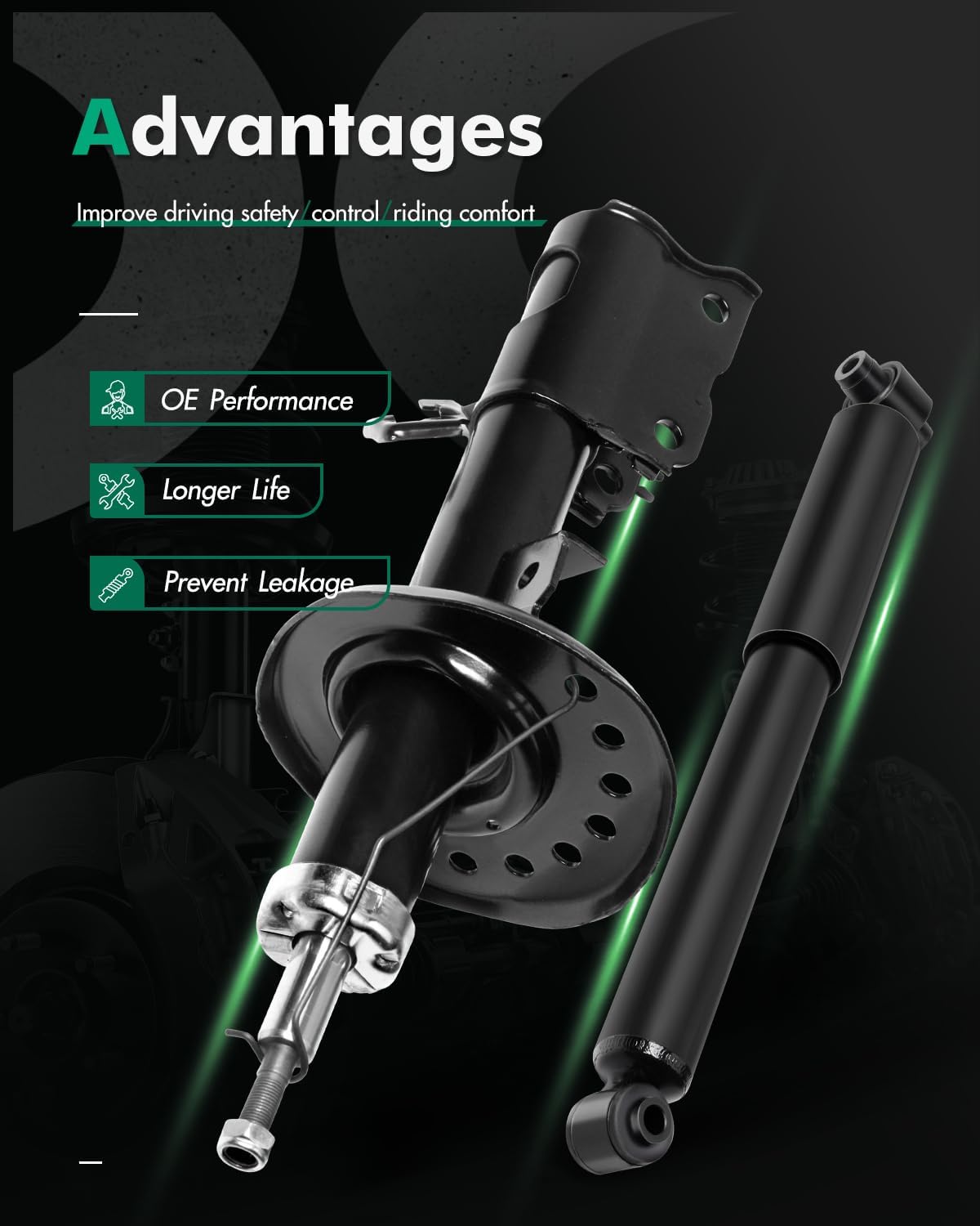 SCITOO Full Set Shocks for Rogue, Shocks Absorbers and Struts Fits 2008 2009 2010 2011 2012 for Nissan Rogue Amortiguadores
