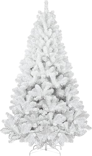 Miniatura 8 de leheyhey Árbol de Navidad blanco de 8 pies, campo de nieve artificial, abeto Douglas, decoración de fiesta de Navidad, fácil de limpiar y montar,