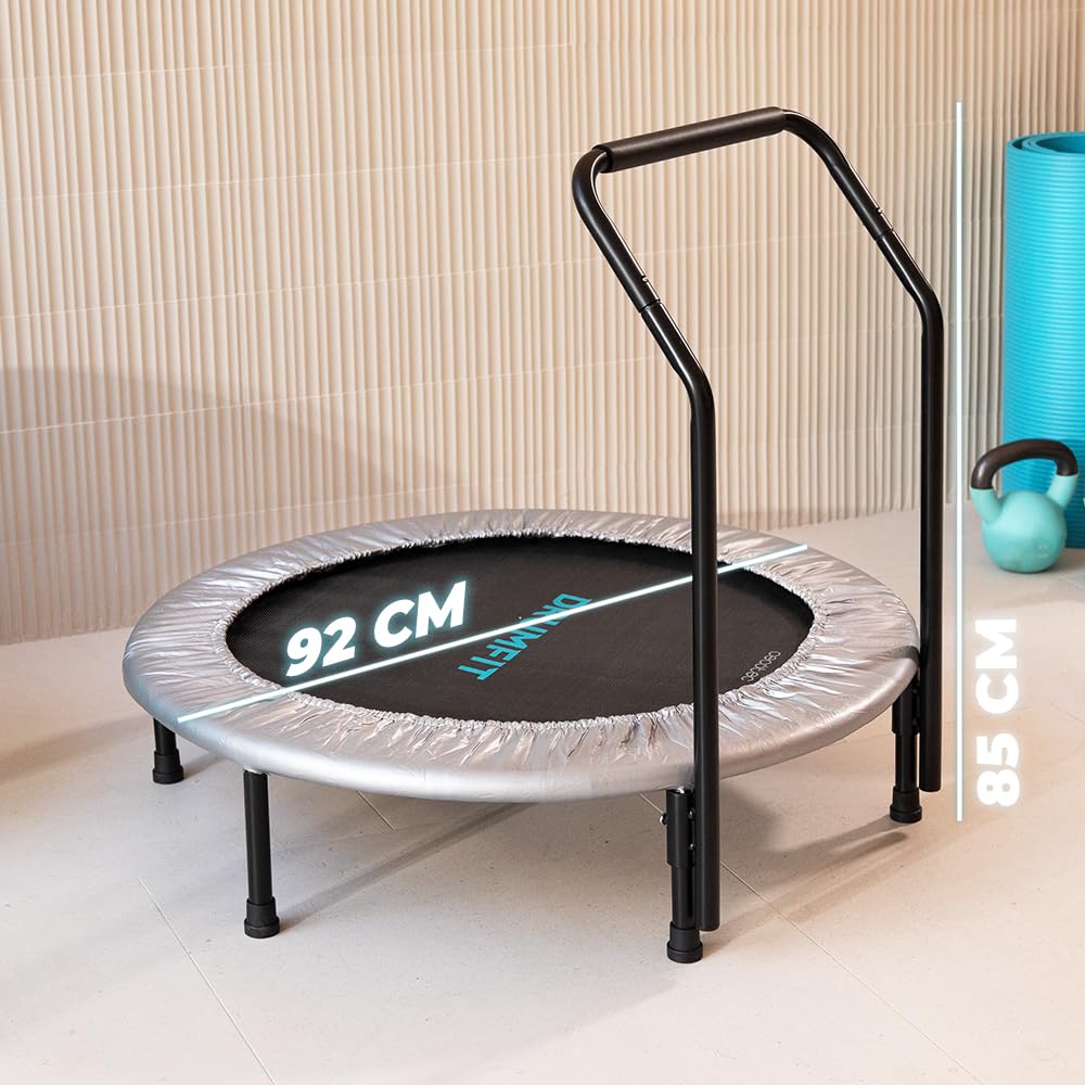 Cecotec Trampolín de Fitness Adultos Ø 92-127cm Desmontable y Plegable Drumfit Jump. Cama Elástica de 92 y 127cm, Base de 6-7 Patas, Peso Máximo 100Kg