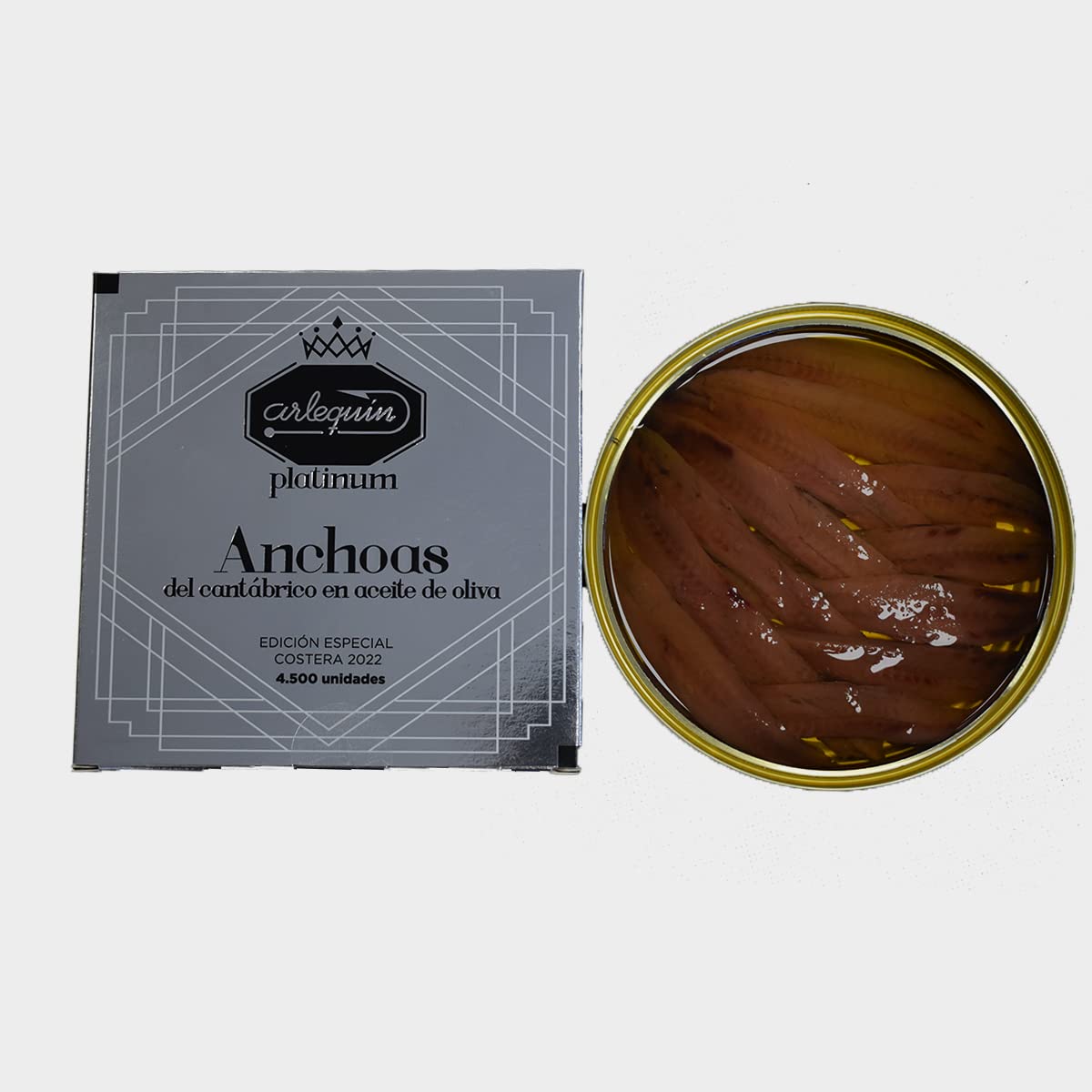 ARLEQUIN Serie Platinum Anchoa del Cantábrico, Elaborada a Mano en Santoña, en Aceite de Oliva (4 Latas (440 grs y 48 Filetes) - 3