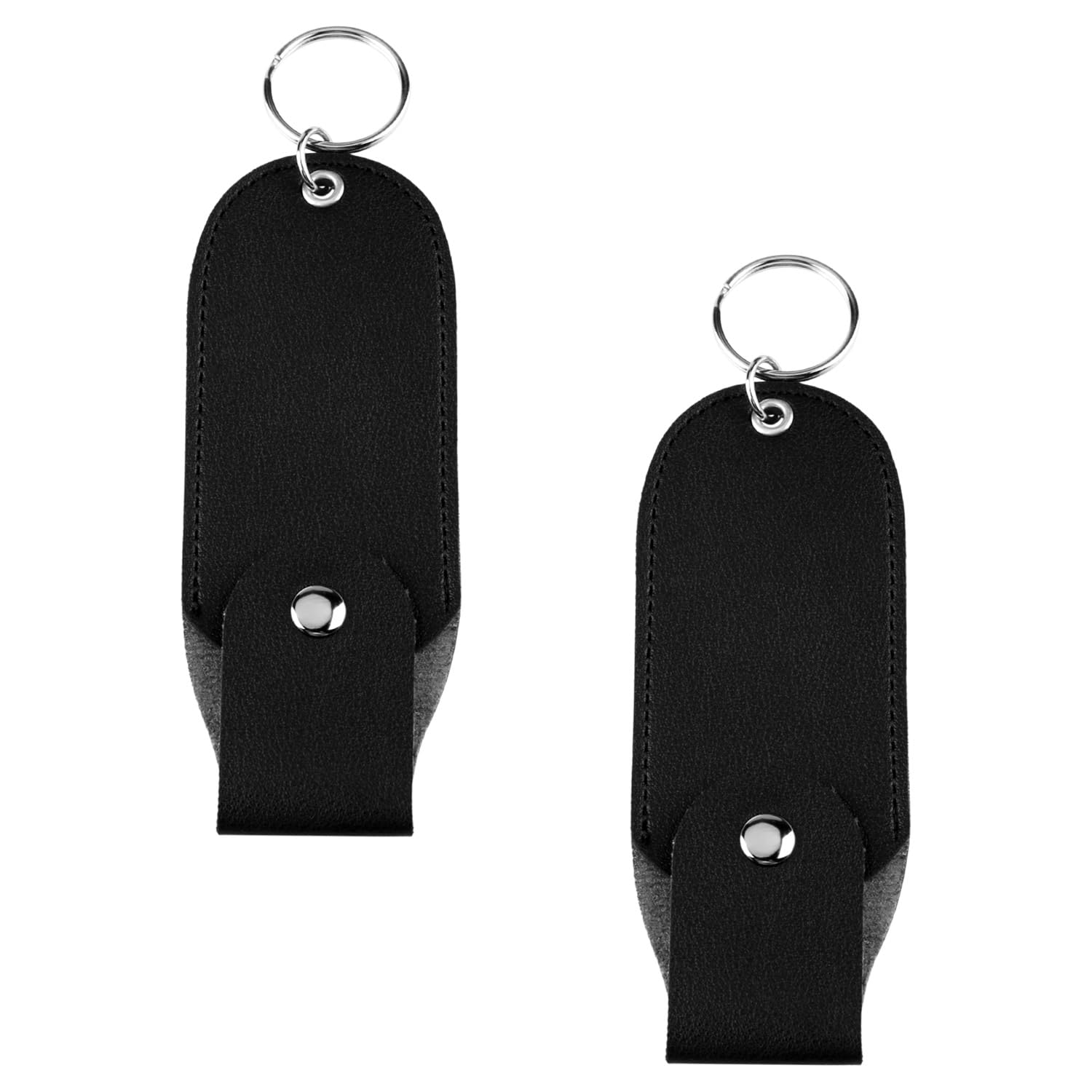 wellrun 2PCS Pepper Spray Pouch,Mini Portable Black PU Leather Holster with Top Flap,Keychain Holder for Small Spray Canisters,Bag or Belt Clip,Protective Case for Everyday Carry(Only Pouch)