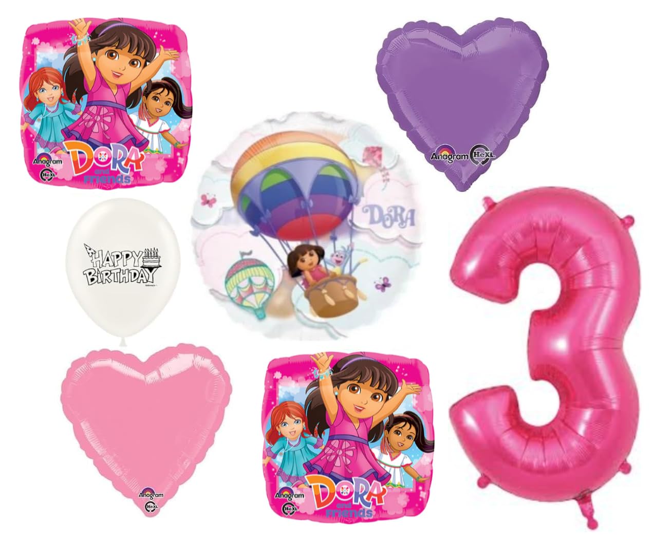Combined Brands Dora Balloons Party Supplies 3rd Birthday Bouquet