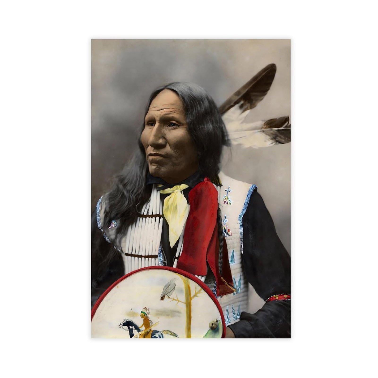 Qnvjqkdsi Unframe Native American Indian Sioux Chief Poster Canvas Poster Bedroom Decor Landscape Office Room Decor Gift 20" L X 30" W