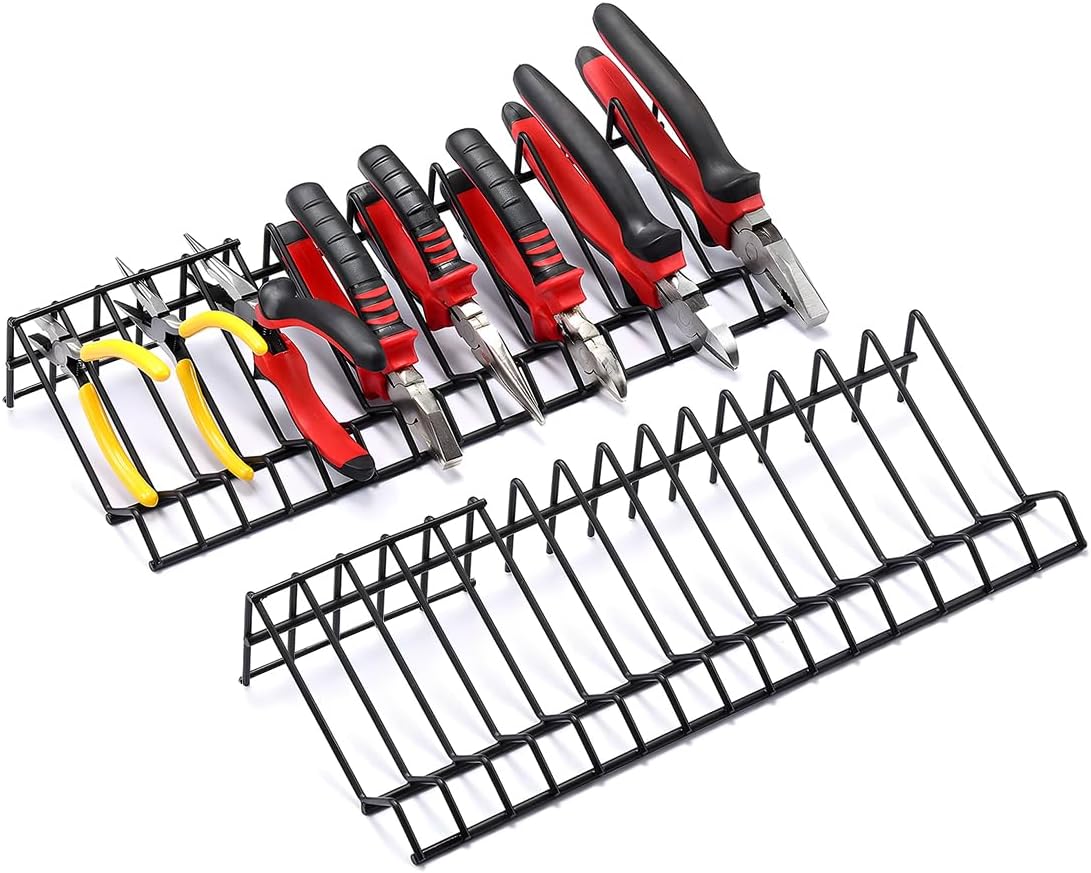 Wevdn 2 PCS Plier Organizer Drawer Storage Rack for 30 Pliers, Metal Plier Wrench Cutter Organizer for Tool Box Drawer, Tool Box Storage Organization Holder, Car Accessories