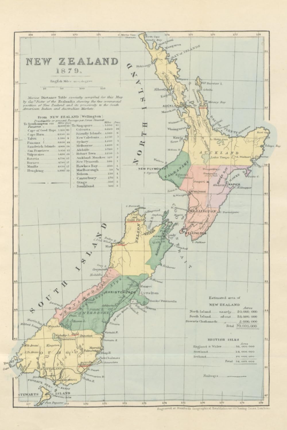 New Zealand Map Journal: Vintage 1879 New Zealand Map Notebook (Blank Lined Journal, 6"x9" Lined Pages, 120 pages)