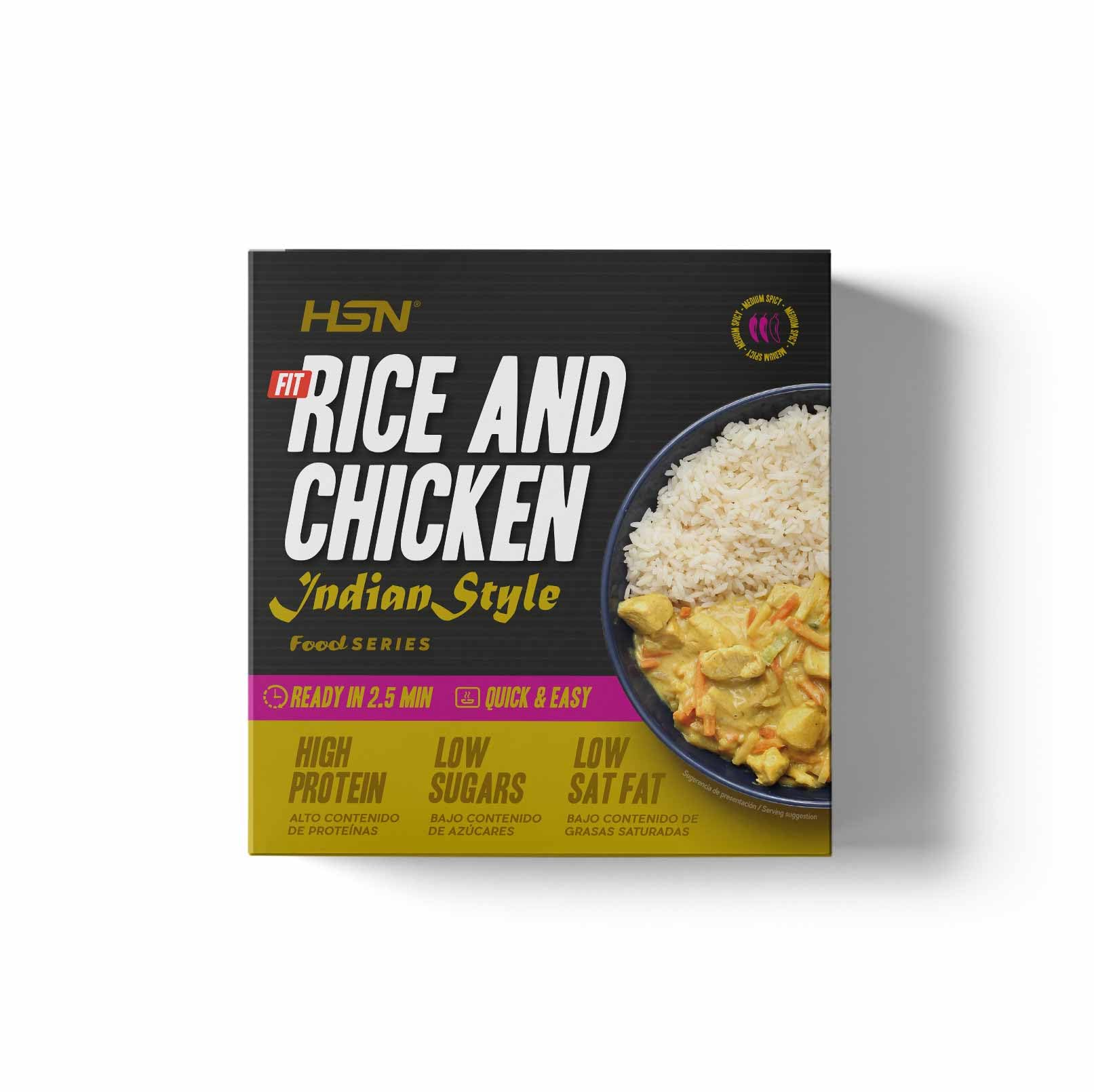 Plato Preparado Fit Arroz con Pollo en Salsa al Curry estilo Hindú de HSN | 420 gramos | Listo para Calentar y Tomar | Alto en Proteínas, Bajo en calorías | Comida Sana y Rica