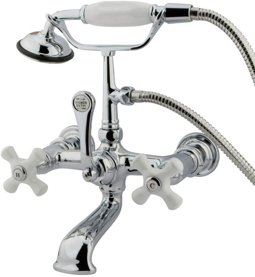Kingston Brass CC559T5 Vintage 7-Inch Wall Mount Tub Faucet with Hand Shower, Oil Rubbed Bronze