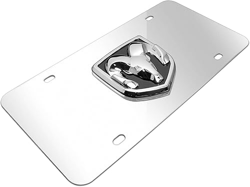 Hecho para RAM 3D Metal Logo Espejo Cromo Placa de matrícula de acero inoxidable