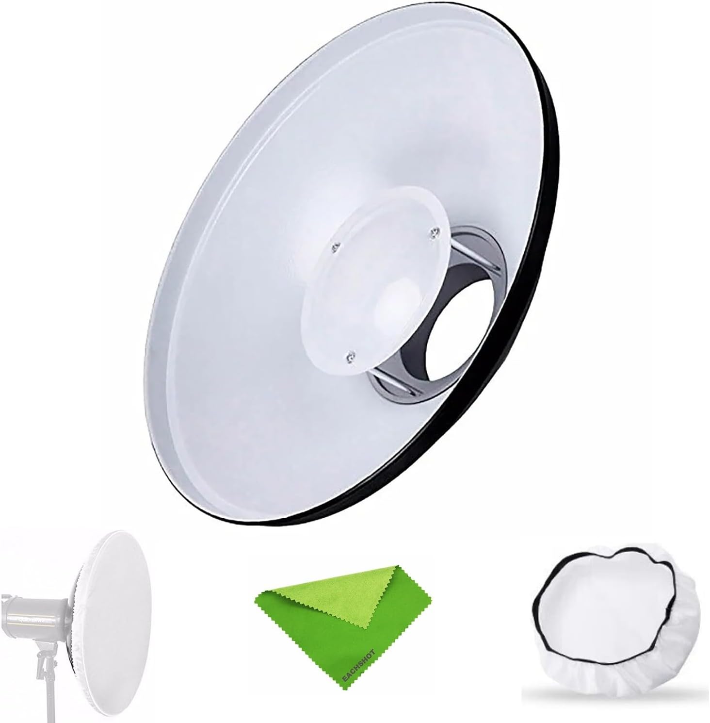 Godox 21.6inch/55cm White Beauty Dish Bowens Mount Reflector w/White Diffuser, Light Modifier for Bowens Mount Studio Strobe Flash Light Monolight for Godox SK400II-V, AD600Pro II, AD600BM II, MS300V