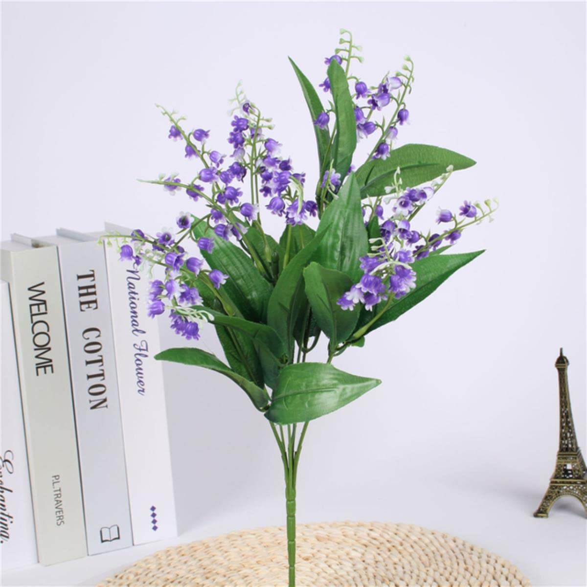 NARENDRA 7 Branch White Artificial Lily of the Valley Flower Gift Silk Fake Flower Lily Bouquet for Home Office Wedding Party Decor Flore-purple