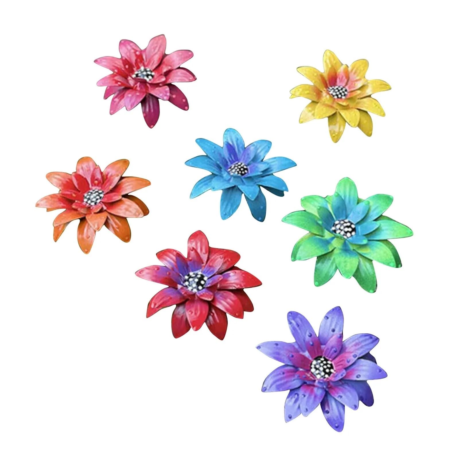 WJLYDM 7pcs Metal Daylily Garden Stakes Simulated Colorful Stake Lawn Decorations Outdoor Courtyard Ornaments