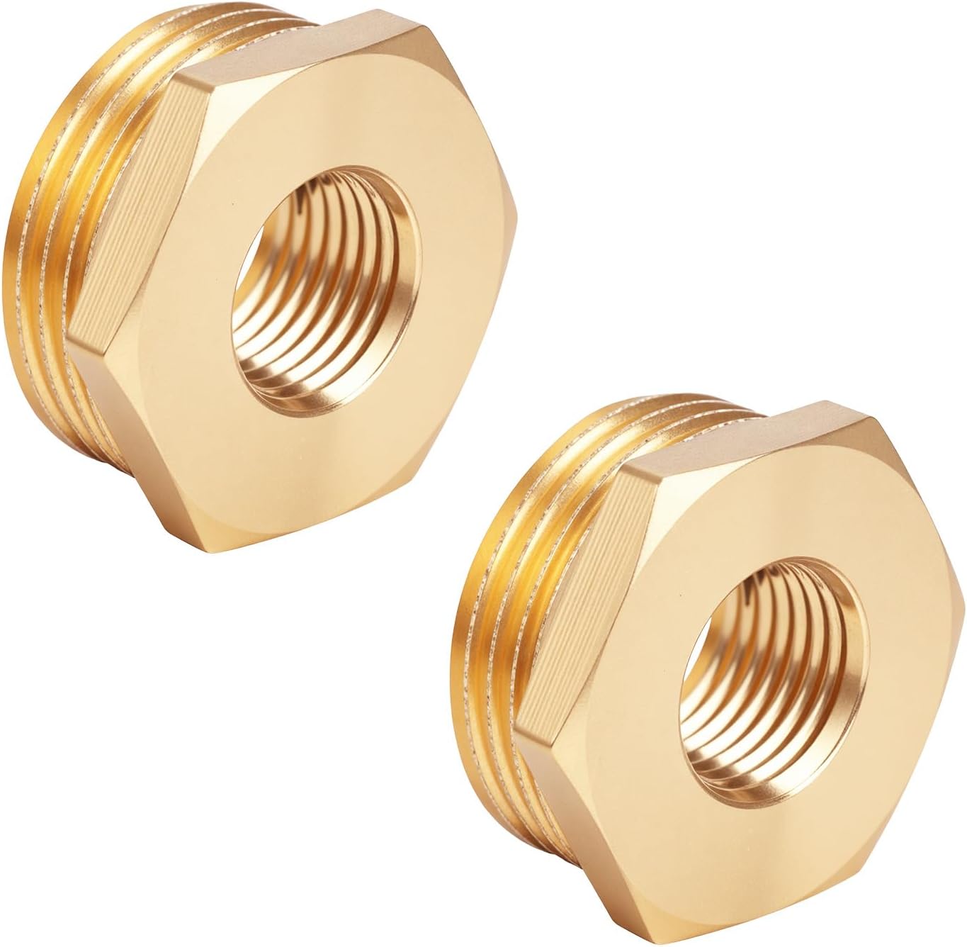 lasuroa 2pcs Brass Reducer Hex Bushing, 3/4" NPT Male to 1/4" NPT Female Heavy Duty Threaded Pipe Fitting Reducer Adapter for Plumbing Gas Hydraulic Systems