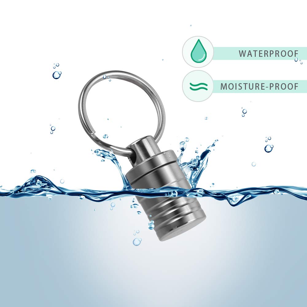 Opret Mini Tytanowe Metalowe pudełko na Tabletki, z Brelokiem do Kluczy, Wodoszczelne, Lekkie