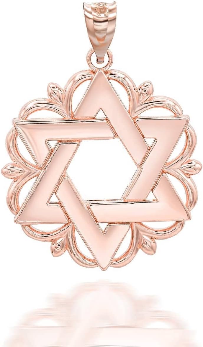 14k Rose Gold Judaica Charm Jewish Star of David in Solid Gold Pendant Necklace and Pendant Only