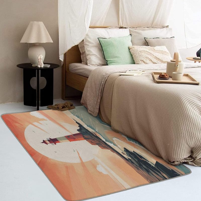 Miniatura 3 de Alfombras lavables para entrada, sala de estar, dormitorio, alfombra de faro y decoración del hogar, alfombra de área náutica de 2 x 3, Faro 03