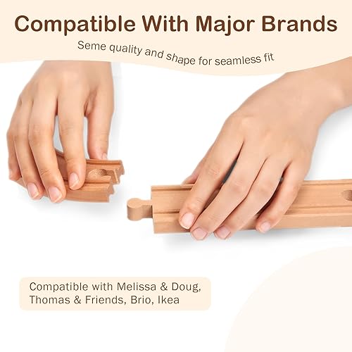 Miniatura 2 de Juego de 53 vías de tren de madera, paquete de expansión de accesorios de tren de madera para Melissa y Doug, se adapta a Brio, se adapta a Thomas,