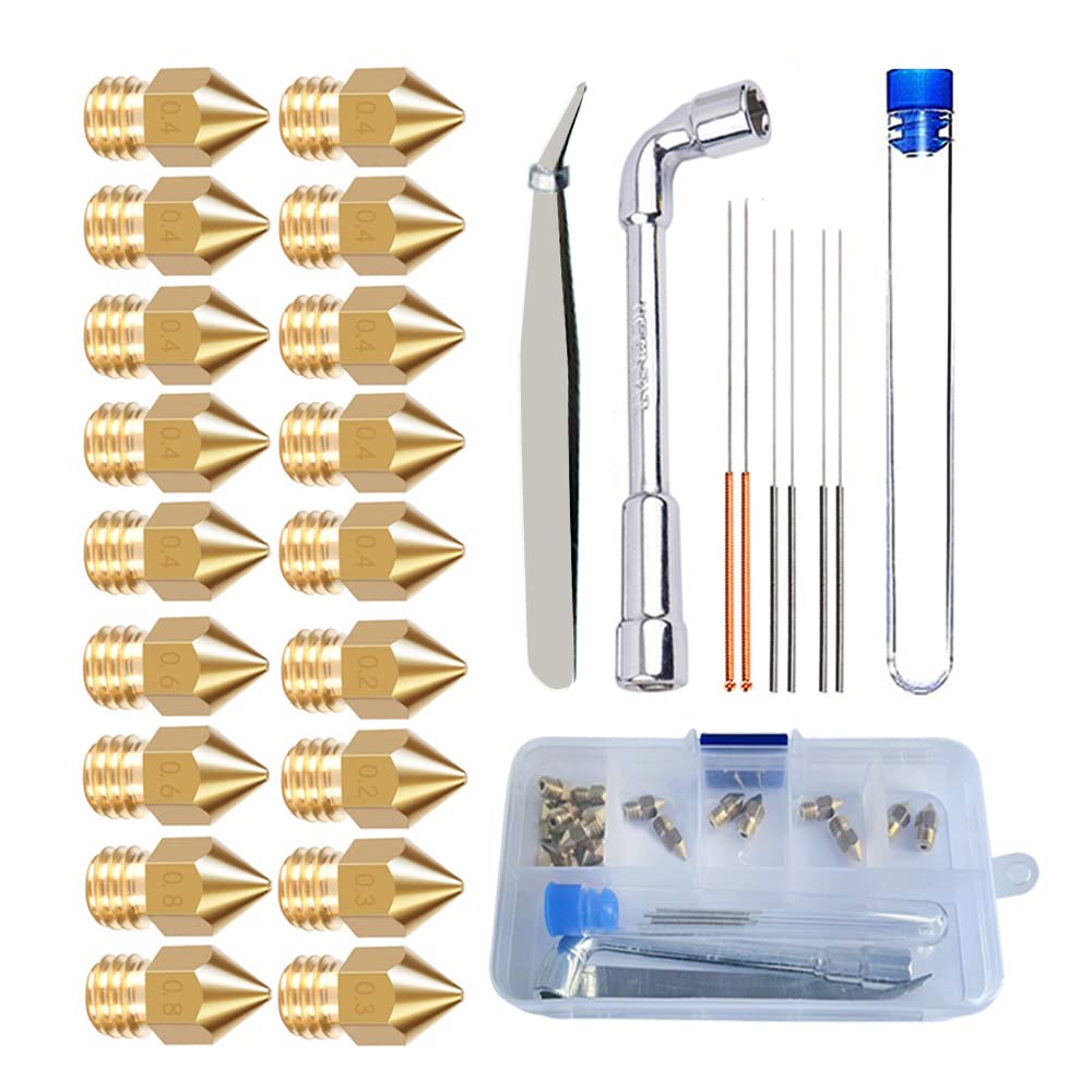 3DZWMAN 3D Printer Nozzles, MK8 Extruder Nozzles 0.2mm, 0.3mm, 0.4mm, 0