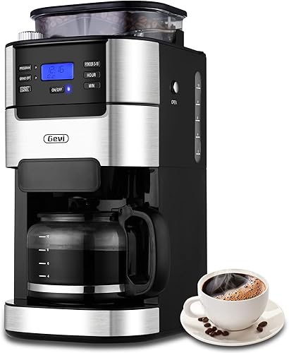 Cafetera de goteo de 10 tazas máquina de café automática de moler y preparar con molinillo de café integrado modo de temporizador programable y