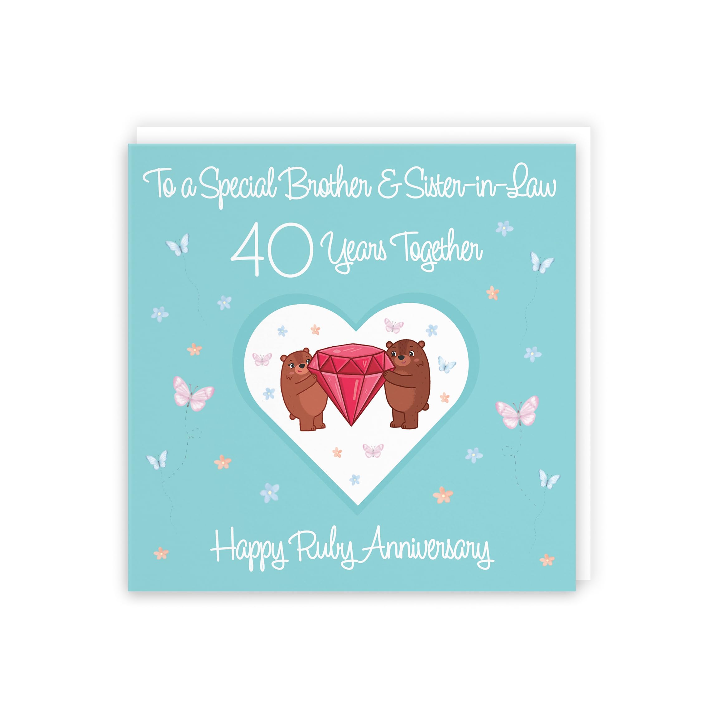 Hunts England, Brother & Sister-in-Law 40th Anniversary Card, 40 Years, Ruby Anniversary, Romantic Meadows, Fun Card - Image 3