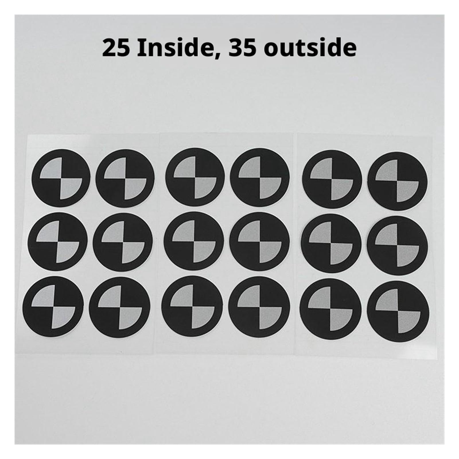 Marker do skanowania 3D Markery ukośne w kształcie sektora Odblaskowe naklejki docelowe do przemysłowego skanowania optycznego(300pcs,Inner20 outer30mm)