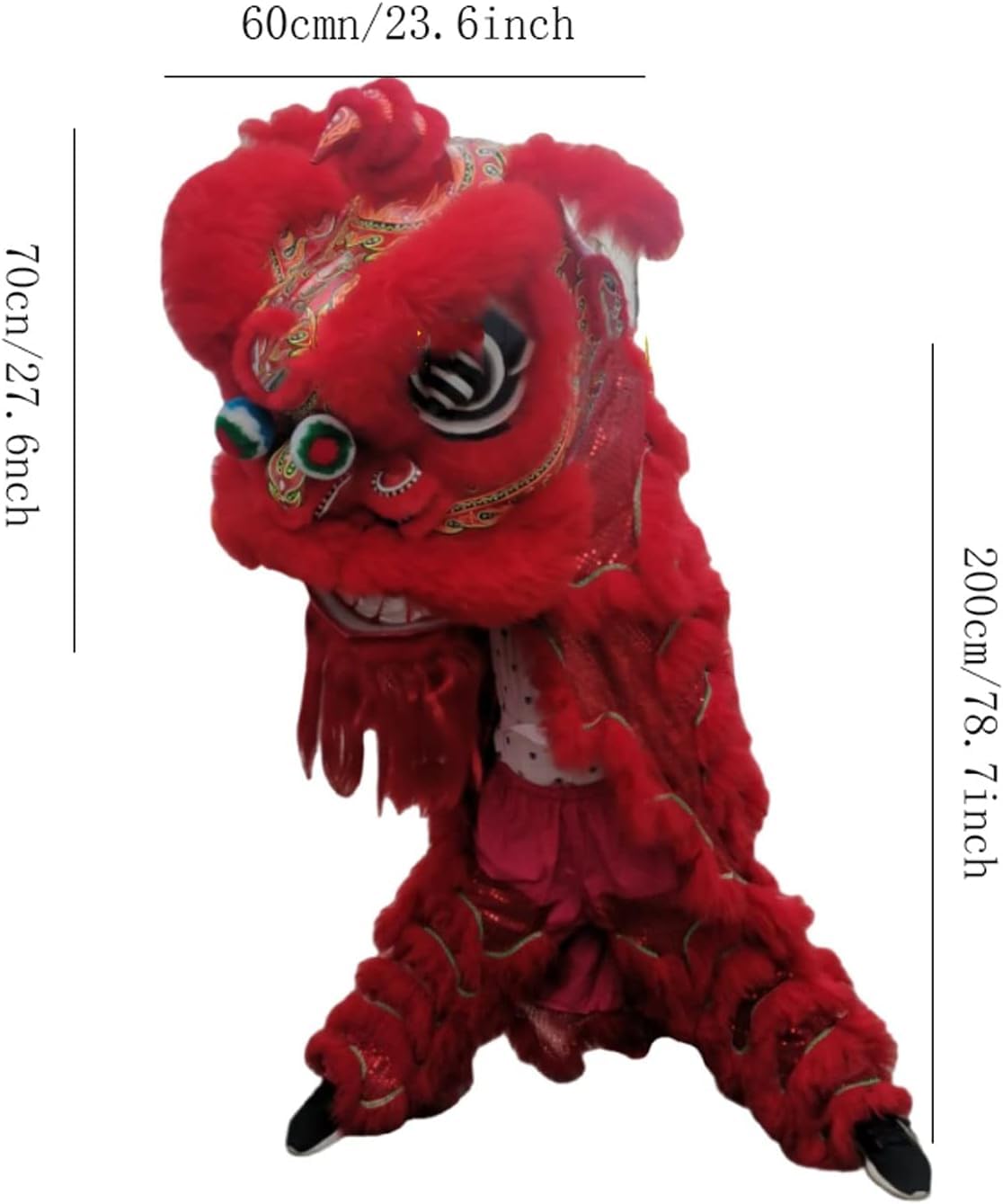 Drago Cinese per Feste Costume da Danza del Leone Cinese, Lana Artificiale, Drago, per Feste All'aperto, Mascotte di Natale Halloween Feste Cinesi in Italia(B)