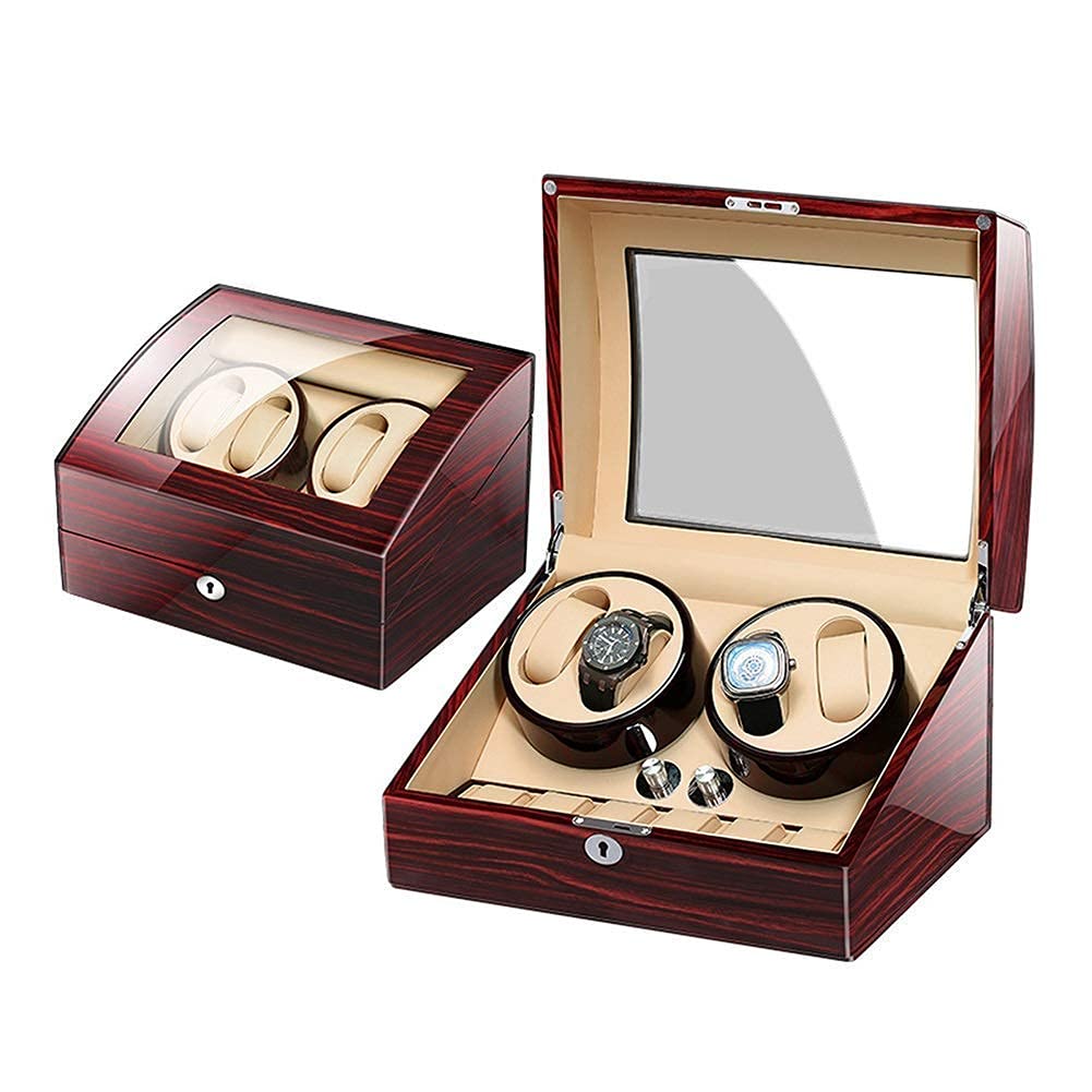 Caricatore Automatico per Orologi 4+6, Scatola Carica Orologi, Doppia Alimentazione, Esterno Verniciato a Pianoforte, Motore Silenzioso, Cuscino Flessibile per Orologi, espositore