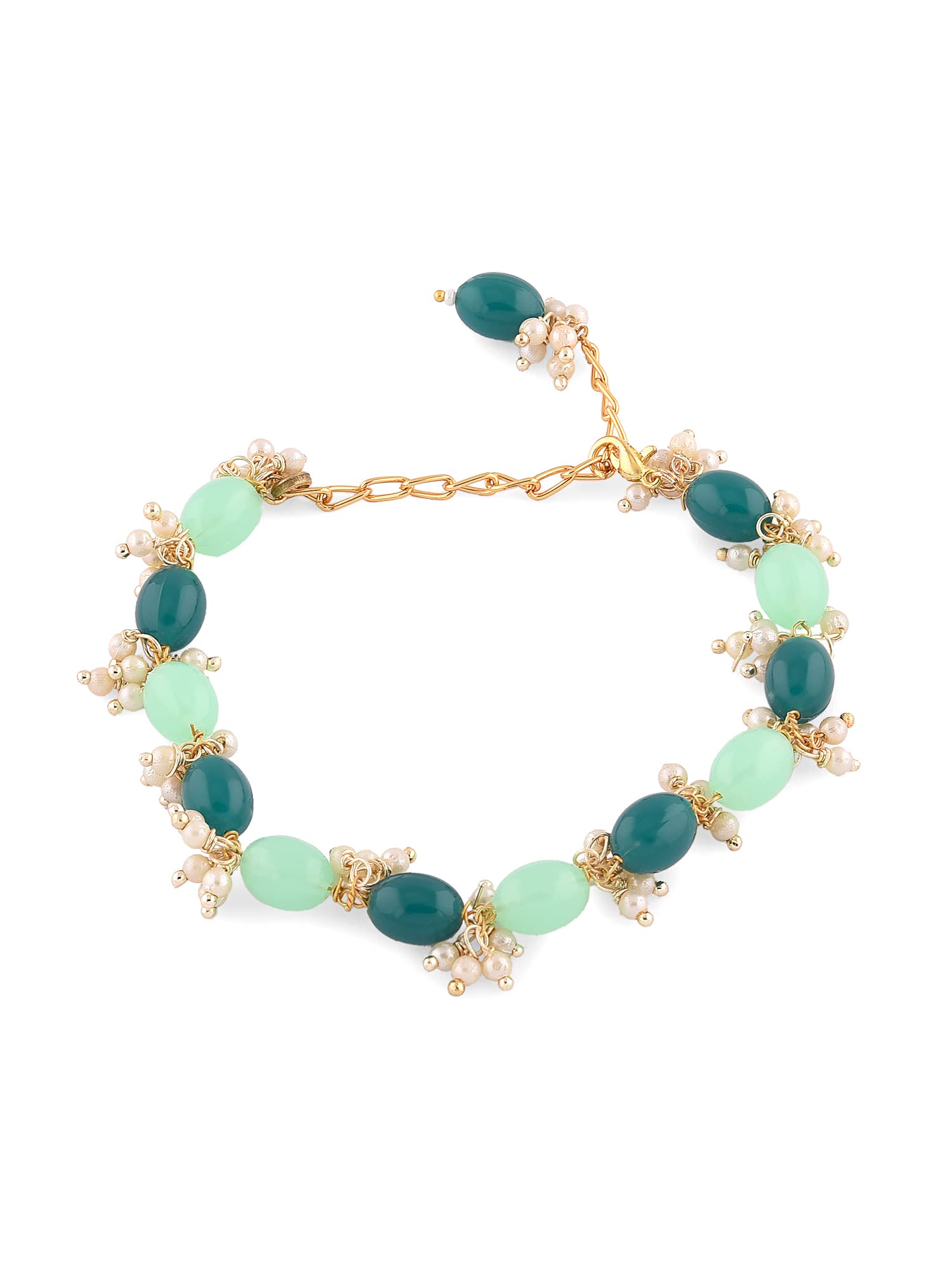 ZAVERI PEARLS Green Beads & Cluster Pearls Traditional Bracelet For Women-ZPFK13675 (B0B1F4GJ51) Amazon Price History, Amazon Price Tracker