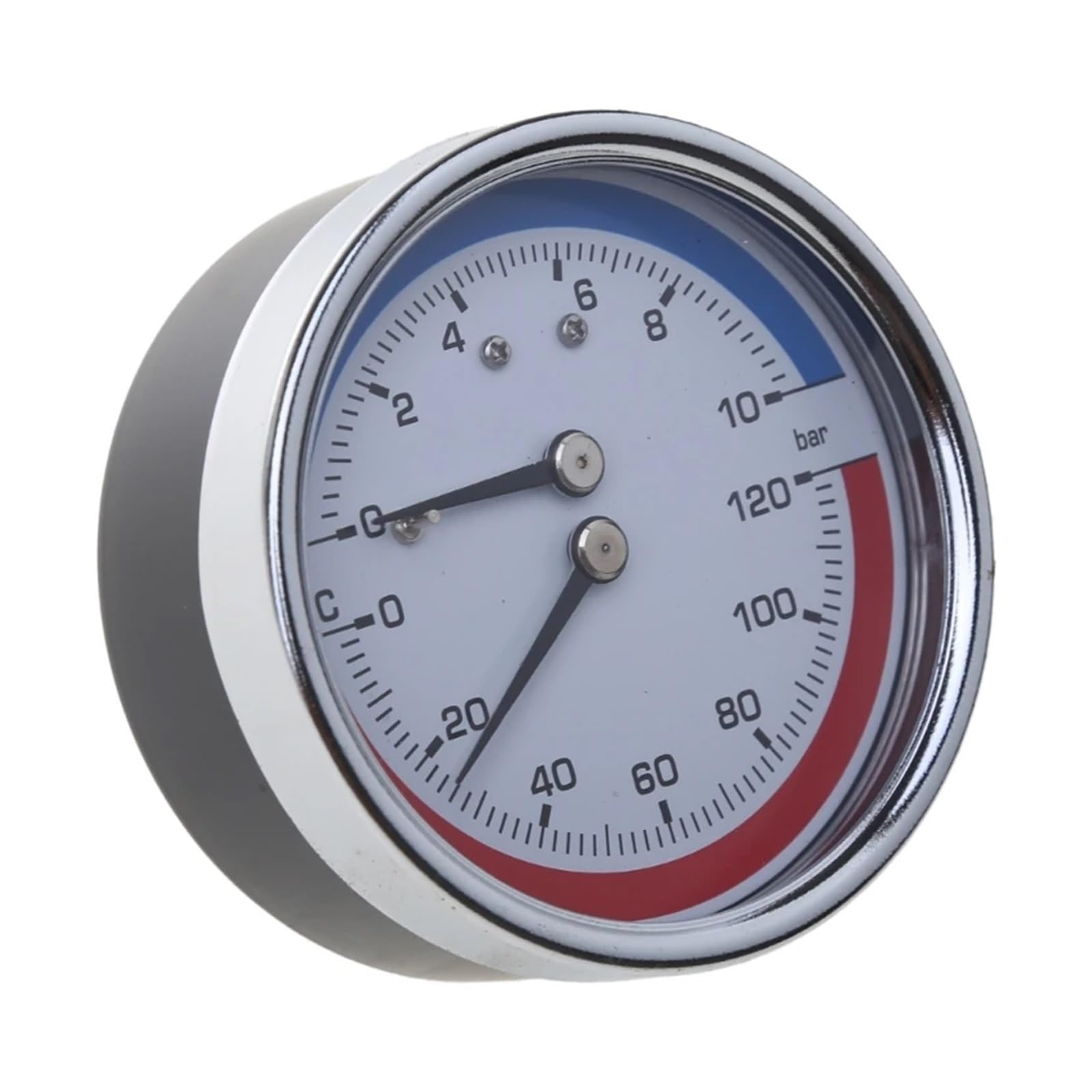 Manometer, Manometer, Druckmesser， Thermomanometer for Boiler und Fußbodenheizung 0-120°C 0-10 Bar G1/4 Gewinde 10cm Kunststoff